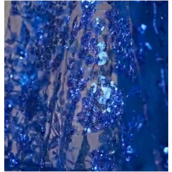 Plus Floral Sequin Mesh Formal Black Tie Wedding Dress - Picture 5 of 14